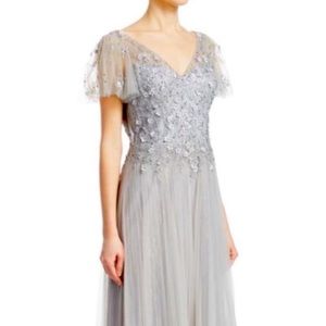 Brand New Teri Jon silver gown